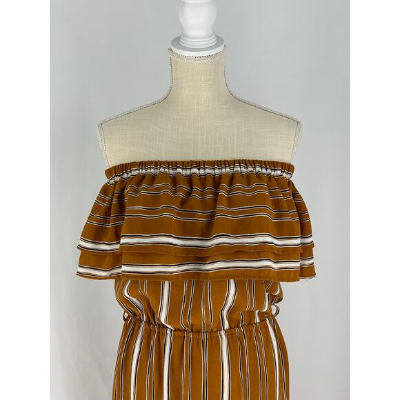 Sadie & Sage Off The Shoulder Striped Jumpsuit Women’s Size Small Burnt Orange - Picture 4 of 8
